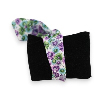 Montre fantaisie bracelet tissu floral parme et vert