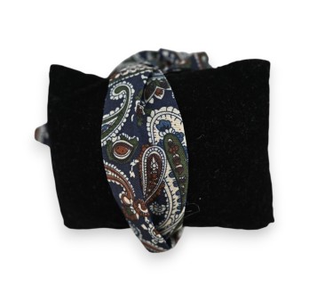 Montre bracelet tissu imprimé cashmire bleu marine kaki