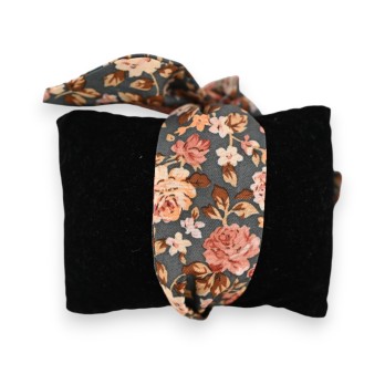Montre bracelet tissu motif floral cadran moutarde