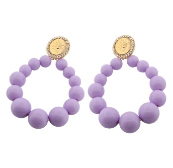Boucles d'oreilles perles parme et métal doré