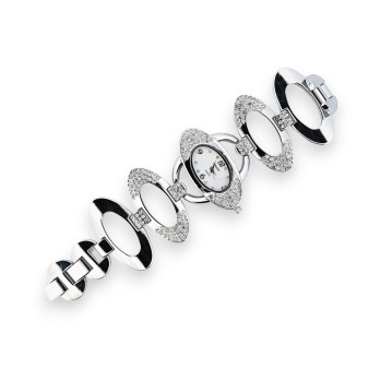 Montre fantaisie argentée forme design strass