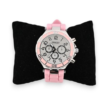 Montre silicone Ernest rose tendre cadran chrono