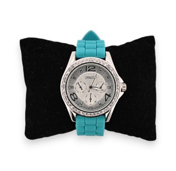 Montre silicone Ernest bleu turquoise cadran chrono