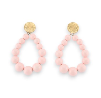 Boucles d'oreilles créoles perles rose tendre brillantes