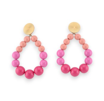 Boucles d'oreilles créoles perles dégradées rose brillantes