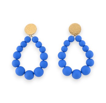 Boucles d'oreilles créoles perles bleu roi mates