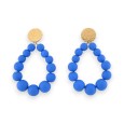 Boucles d'oreilles créoles perles bleu roi mates