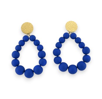 Boucles d'oreilles créoles perles bleu roi foncé mates