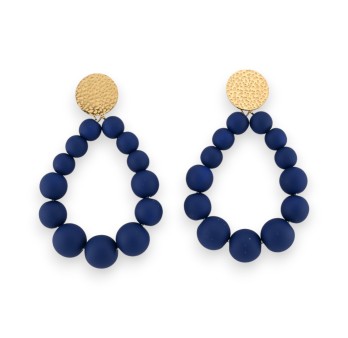 Boucles d'oreilles créoles perles bleu marine mates