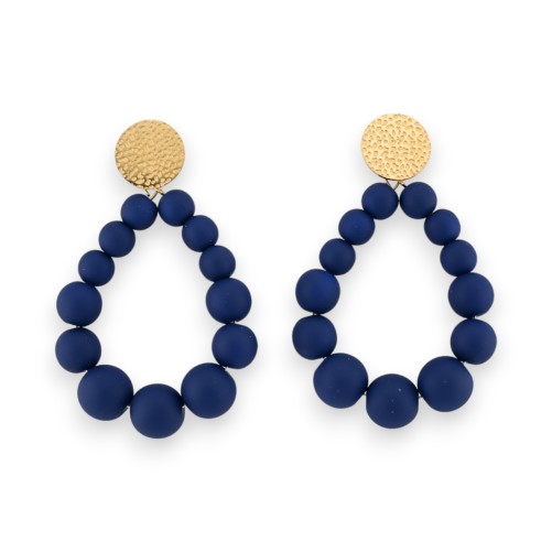 Boucles d'oreilles créoles perles bleu marine mates