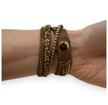Bracelet double marron et doré