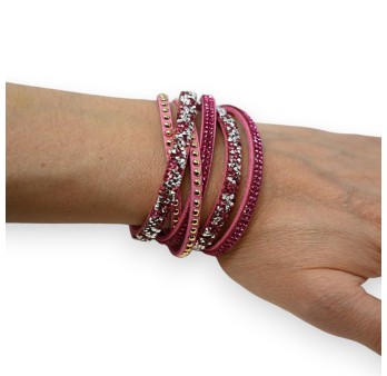 Bracelet double rose strass