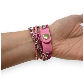 Bracelet double rose strass