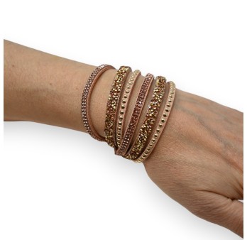 Bracelet double rose strass