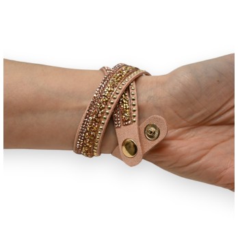 Bracelet double rose strass