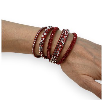 Bracelet double rouge strass