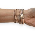 Bracelet double cuir rose étoile