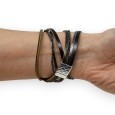 Bracelet cuir double noir étoile