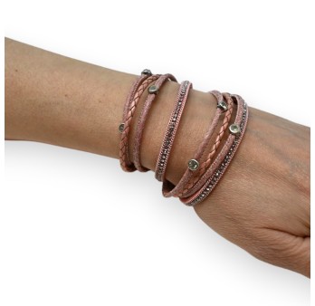 Bracelet double rose clou et strass