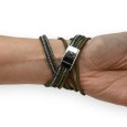 Bracelet double kaki clous et strass