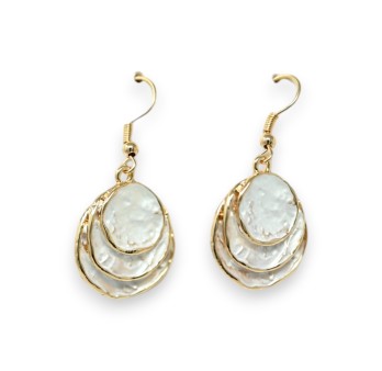 Parure collier rond relief blanc nacré
