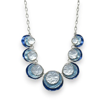 Parure collier rond relief nuances bleu