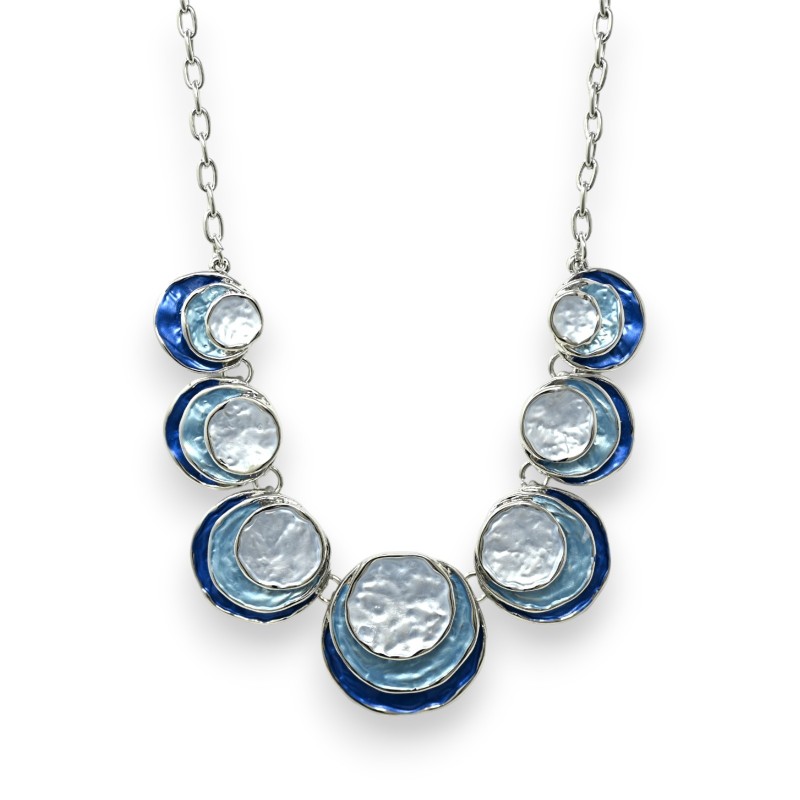 Parure collier rond relief nuances bleu