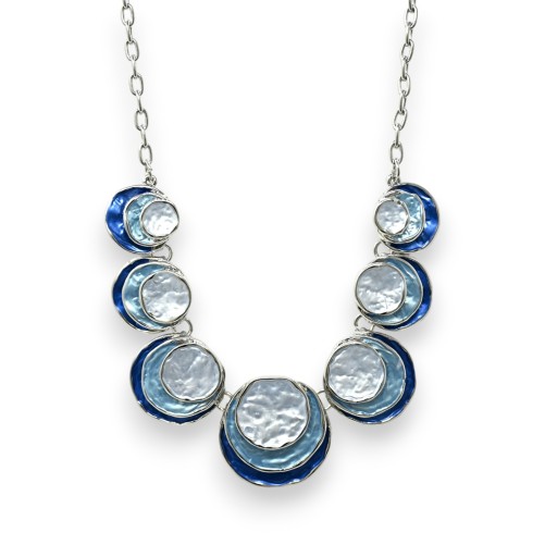 Parure collier rond relief nuances bleu