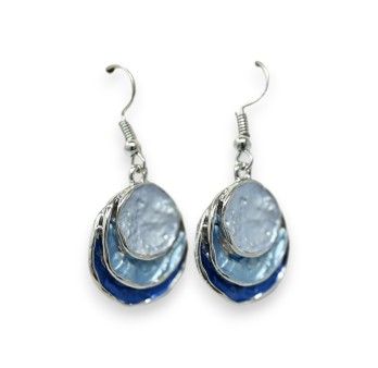 Parure collier rond relief nuances bleu
