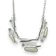 Parure collier argenté design blanc