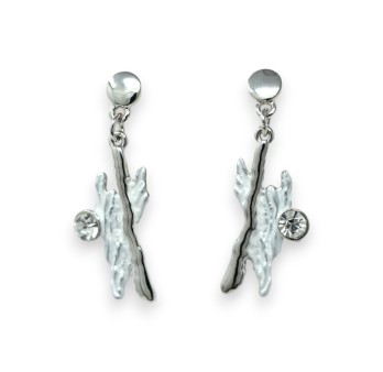 Parure collier argenté design blanc