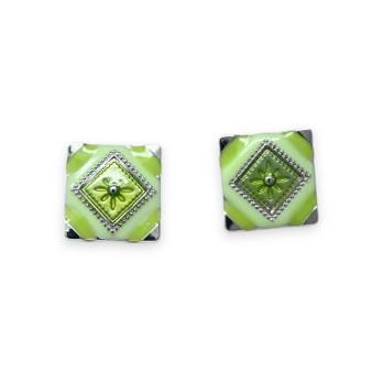 Parure fantaisie carré patchwork nuances vertes