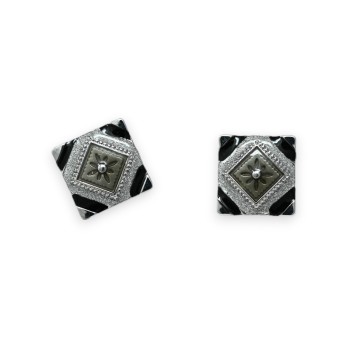 Parure fantaisie carré patchwork nuances noires
