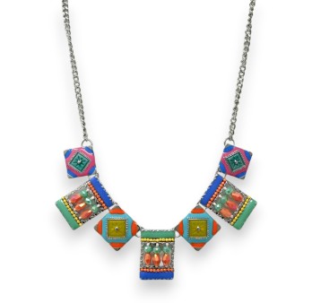 Parure fantaisie carré patchwork multicolore