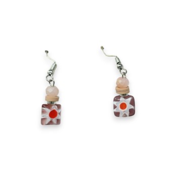 Parure collier fantaisie argenté multi rang rose