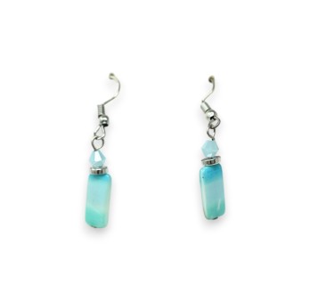 Parure collier fantaisie argenté multi rang turquoise