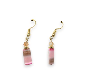 Parure collier fantaisie doré multi rang nuance rose