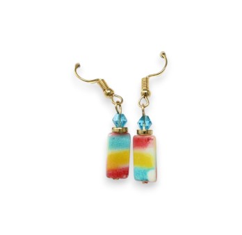 Parure collier fantaisie doré multi rang multicolore