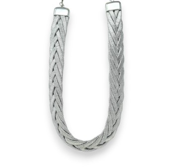 Collier fantaisie Cléopâtre tresse argenté