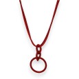 Collier fantaisie long cercle enlacés rouge strass