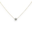 Collier acier doré petite boule strass blanche