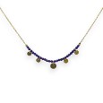 Collier acier doré pierre Améthyste violine