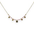 Collier acier doré pierres Quartz Rose