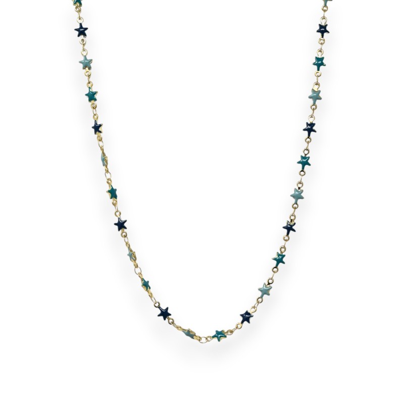 Collier acier doré étoiles nuance bleue