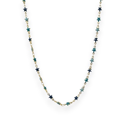 Collier acier doré étoiles nuance bleue