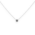 Collier acier argenté solitaire blanc