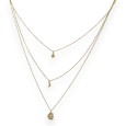 Collier acier doré multi rangs étoile et lune