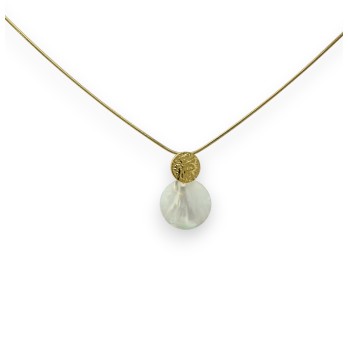 Collier acier doré médaillon coquillage nacré