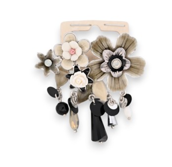 Broches épingle fantaisie bouquet floral nuances noires