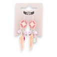 Boucles d'oreilles dormeuse nuances rose plume